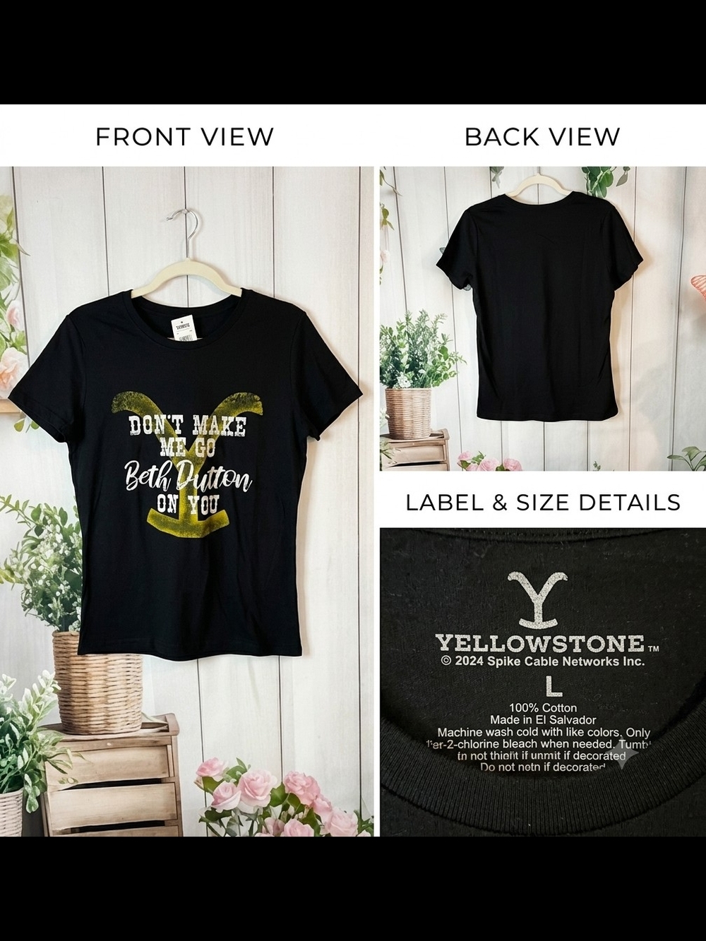 Yellowstone Women's Black Graphic Tee - Don't Make Me Go Beth Dutton On You